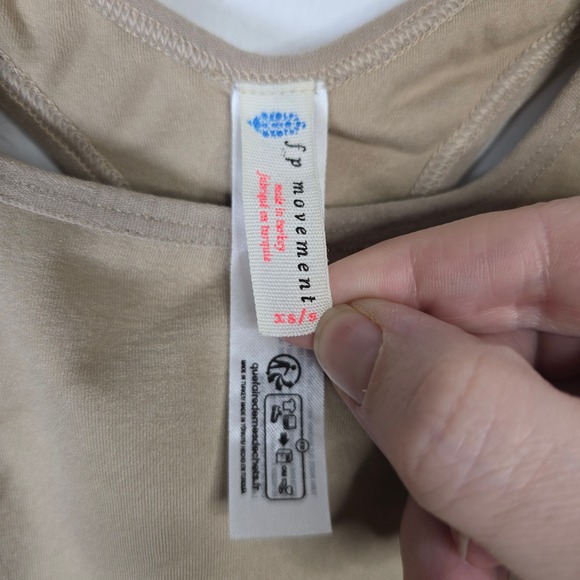 FP Movement Free People Crop Top Sports Bra Tan Beige XS/S Racerback Cutout Tank - Picture 3 of 4